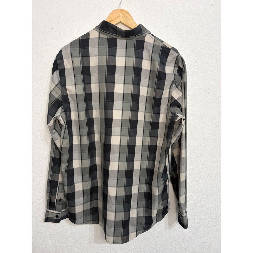 Oakley Custom Fit Plaid Button Down Shirt Mens Medium Grey Black Long Sleeve - Picture 4 of 4